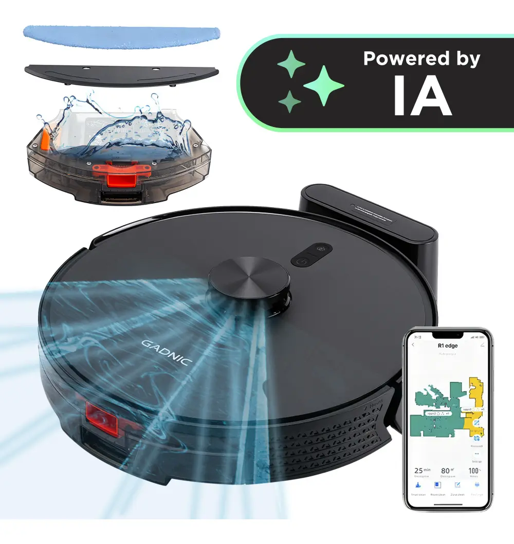 Aspiradora Robot Trapeadora Gadnic AspiRob Recargable Inteligente Detecta Obstáculos Mapeo App