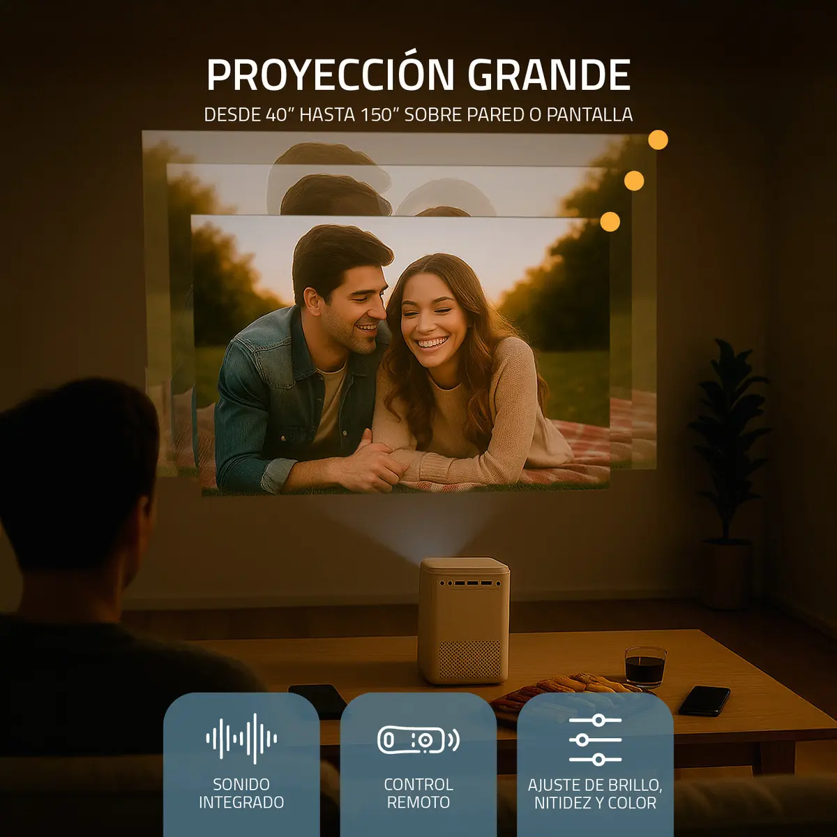 Mini Proyector Portátil 4k Fika B2 Full Hd 1080p 14000 Lumens 300 ANSI Lumens Android Wifi Cine Color Blanco — imagen 6