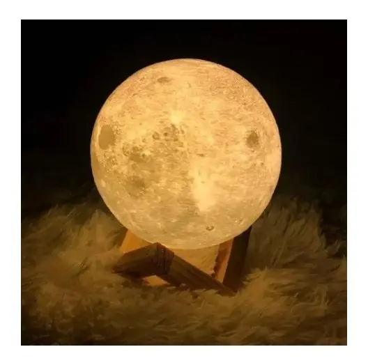 Lampara Luna Velador Led Táctil Recargable Usb Moonlamp — imagen 4