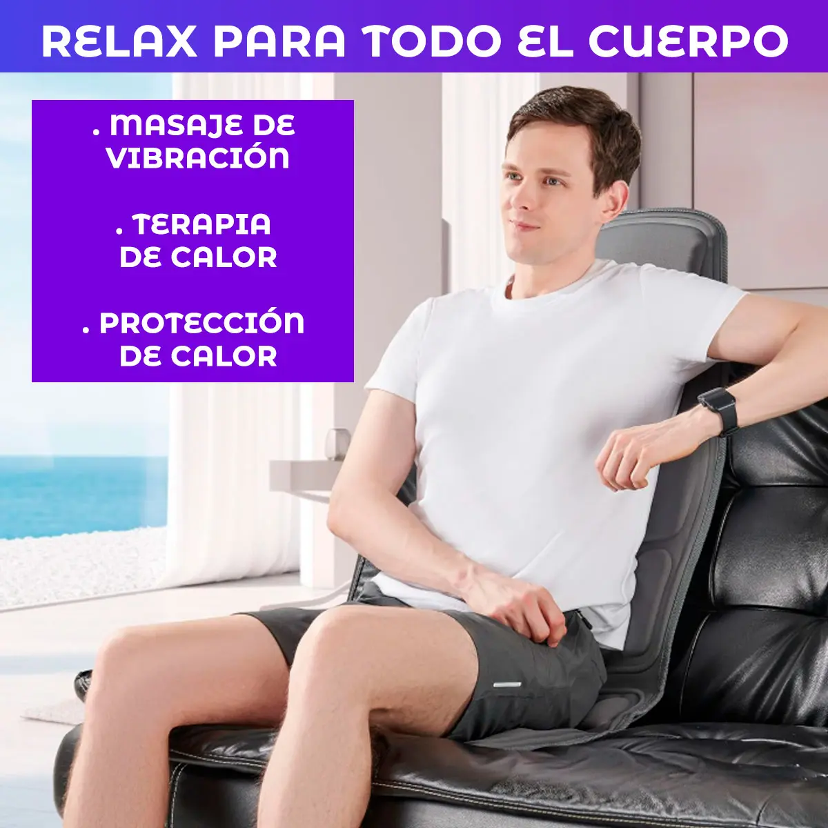 Masajeador De Espalda Asiento Cuello Auto Silla Vibra Calor — imagen 4