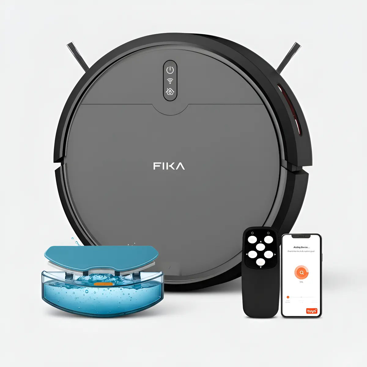 Aspiradora Y Trapeadora Robot Fika SENSE Antichoque Con App Wifi Color Negro