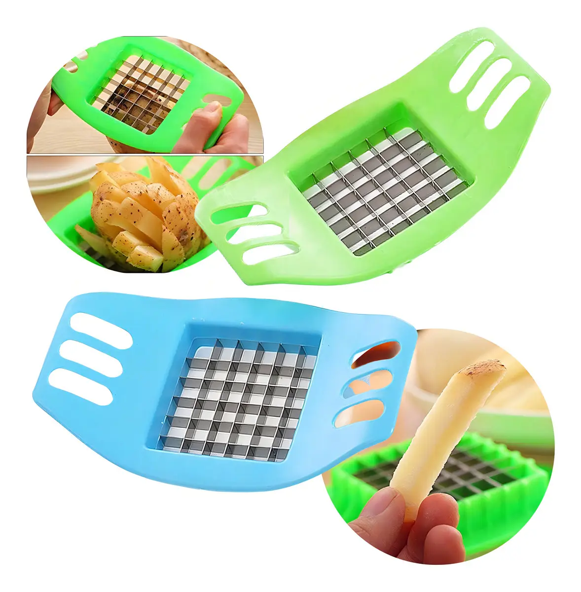 Cortador Papas Bastón Aloha — Cuchilla Acero Inoxidable, Apto Lavavajillas