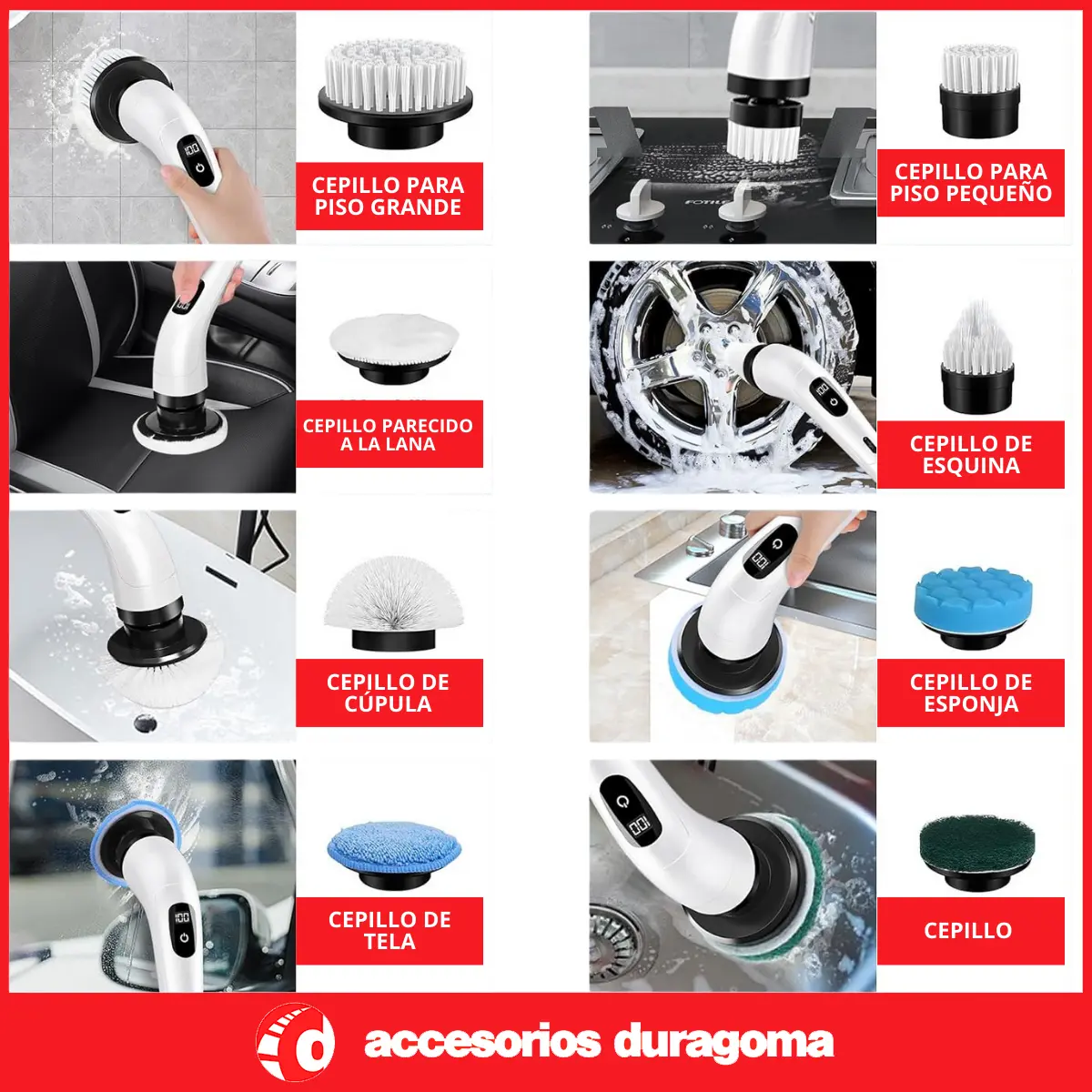 Cepillo Electrico Limpieza Piso Pared Recargable Usb 8 En 1 — imagen 5