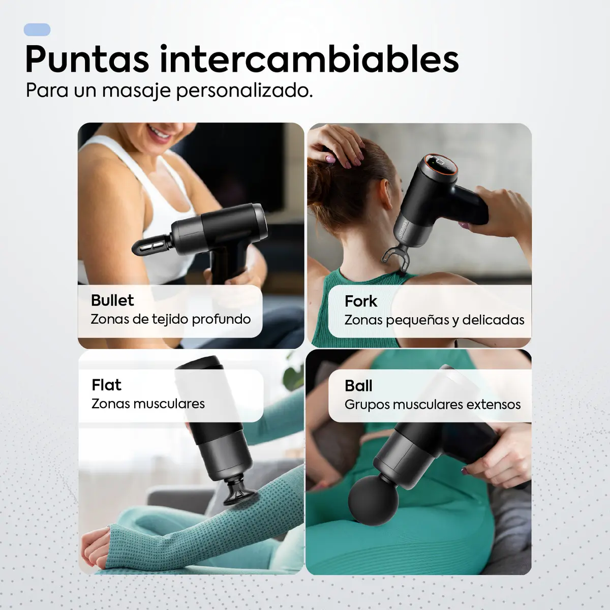 Pistola Masajeadora Bateria Recargable Motor Brushless Corporal Pro Usb Masajeador Electrico Massage Gun Cabezales Intercambiables Femmto — imagen 5