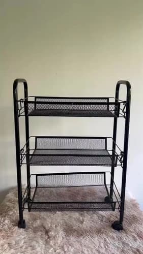 Carrito Organizador MTL 3 Niveles — Metal Negro, Ruedas 360° con Freno — imagen 2