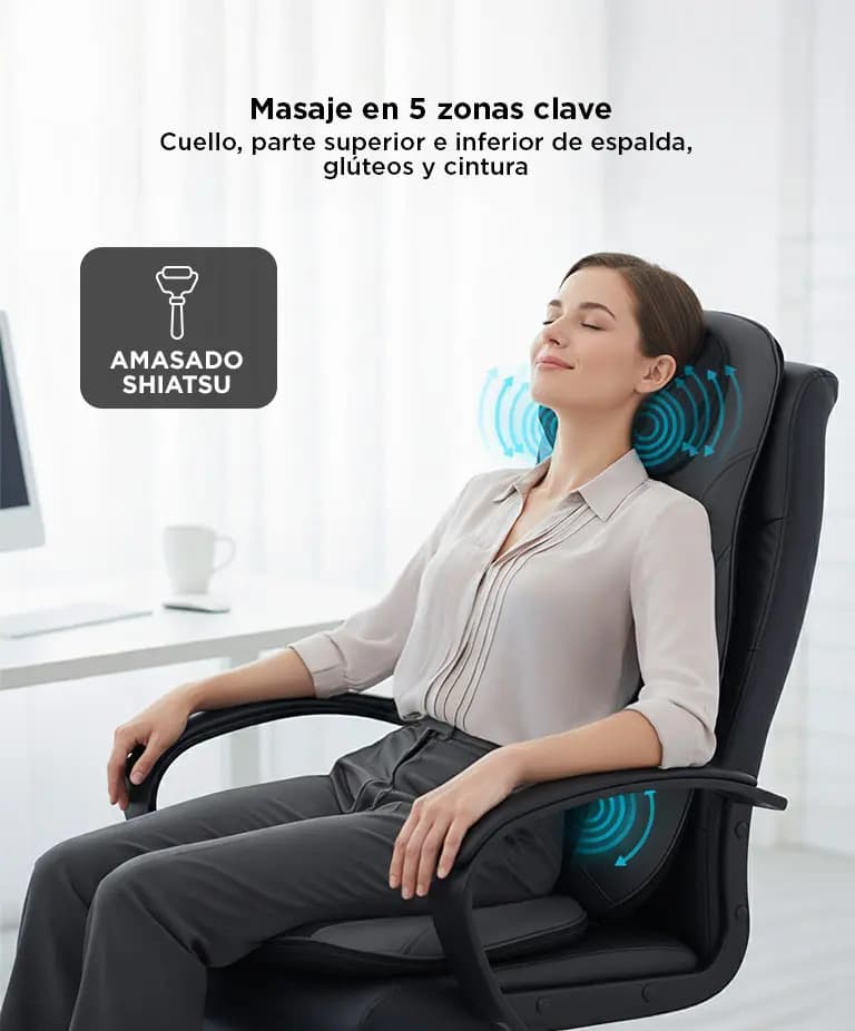 Asiento Masajeador Gadnic Acacia Shiatsu Calor y Vibración Cuello y Espalda 48W — imagen 3