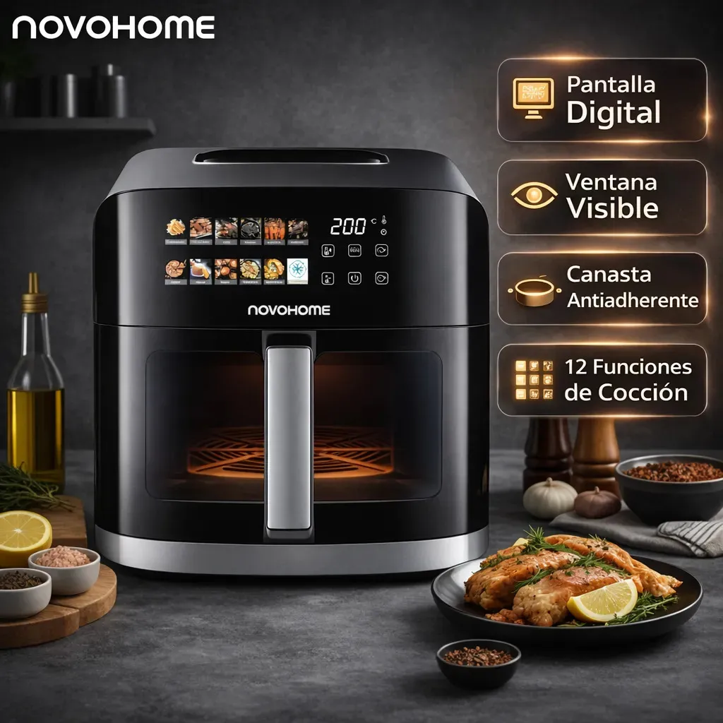 Freidora de Aire Novohome AH 802 WIX — 8,5 Litros, 1,7 kW, con Ventana — imagen 3