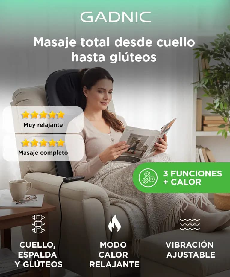 Asiento Masajeador Gadnic Acacia Shiatsu Calor y Vibración Cuello y Espalda 48W — imagen 2