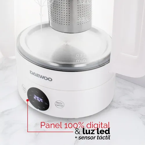Pava Electrica Digital Infussia 1.5l Infusor Vidrio Daewoo Color Blanco — imagen 6