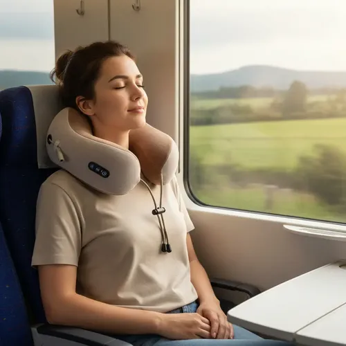 Almohada Masajeadora Eléctrica para Cuello Inalámbrica con Calor y Vibración, Recargable USB