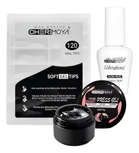 Kit Soft Gel Cherimoya / Ultrabond + Tips + Gel Solido