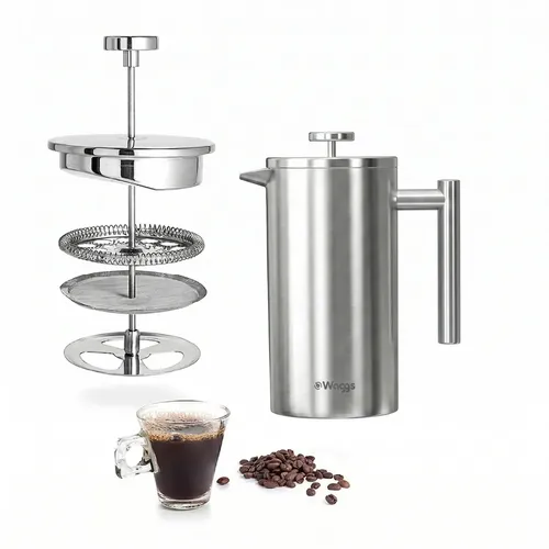 Prensa Francesa Waggs CAFE03 — 1 Litro, Acero Inoxidable