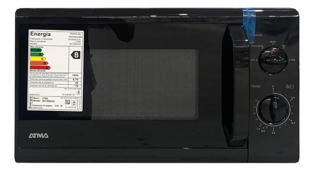 Microondas Rotativo Matrb20an 20lts 700w Negro Atma