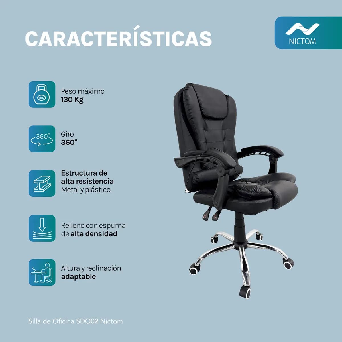 Sillón Ejecutivo Respaldo Masajeador Silla Pc Oficina Gerencial Escritorio Nictom Sdo02 — imagen 3