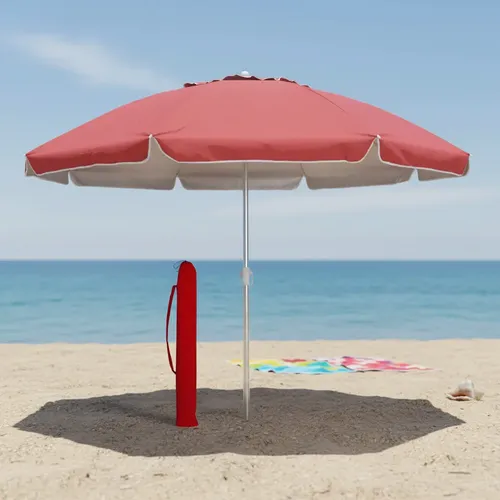 Sombrilla Playera Playa Jardin Grande 2,4 Mts Filtro Uv Color Rojo Lisa