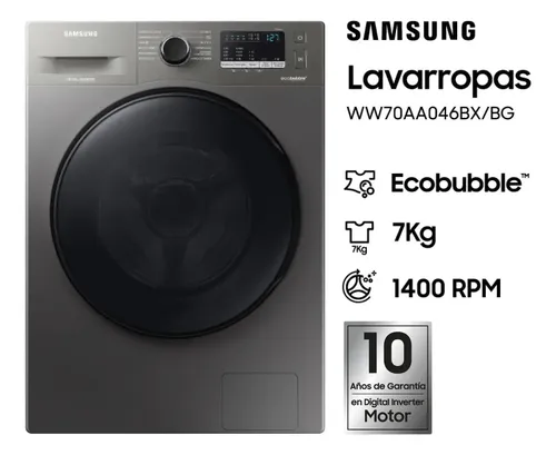 Lavarropas Automático Samsung Serie 4 WW70AA46BX — 7 kg, 1.400 rpm, Eco Bubble