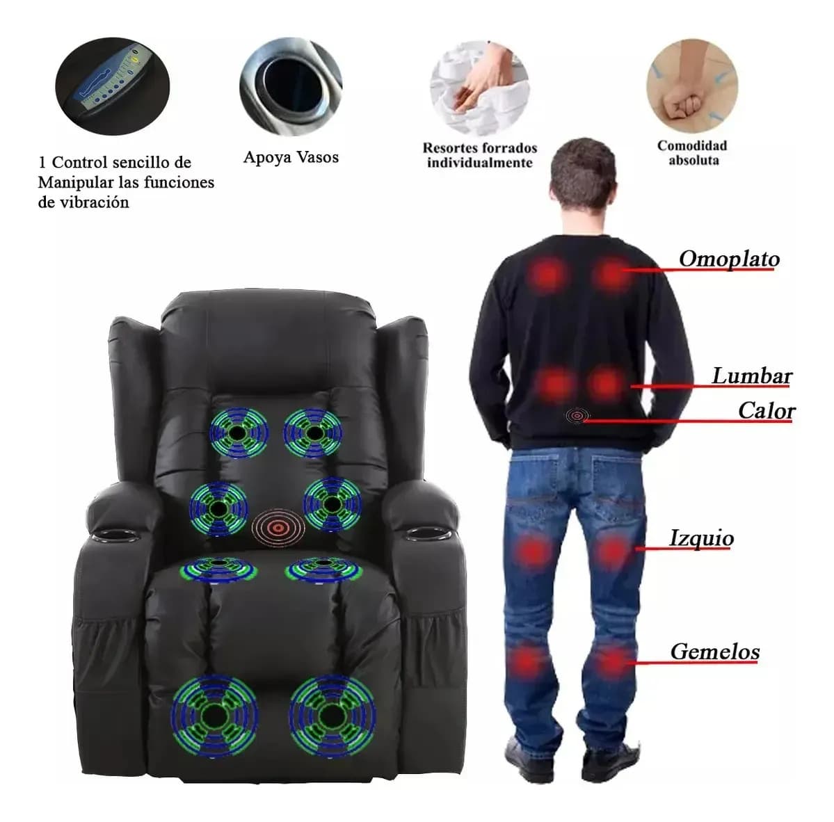 Sillon Masajeador Majestic Excalibur Manual Negro — imagen 4