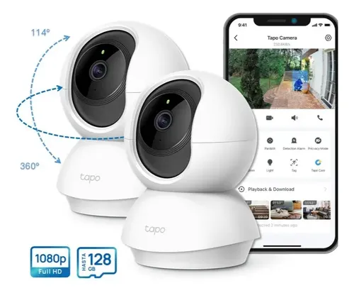 Kit x2 Cámara de seguridad WIFI IP TP-Link Tapo c200 TAPO con resolución 2MP visión nocturna incluida color blanco