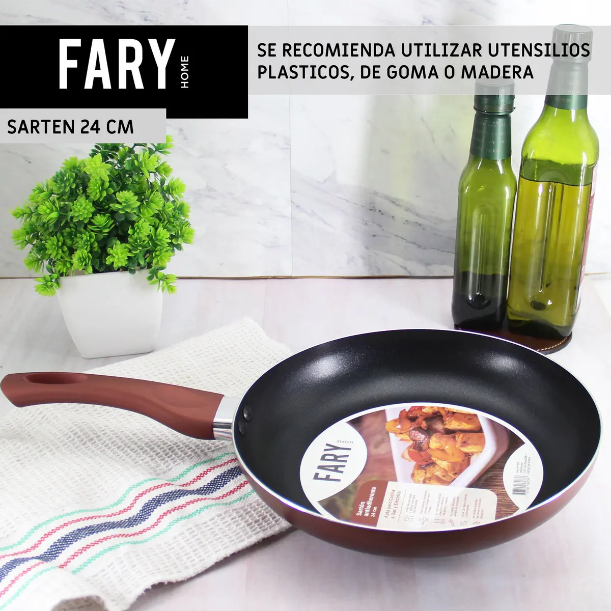 Sartén Fary Home Aluminio Antiadherente 24cm — imagen 2