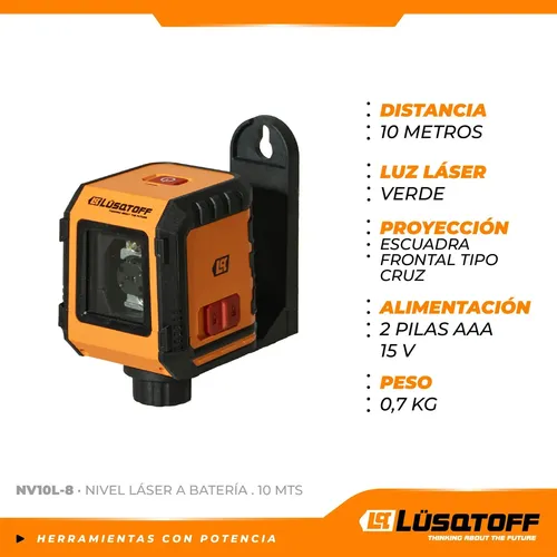 Nivel Laser Lusqtoff NV10L-8 Cruz Verde 10mt Con Soporte — imagen 2