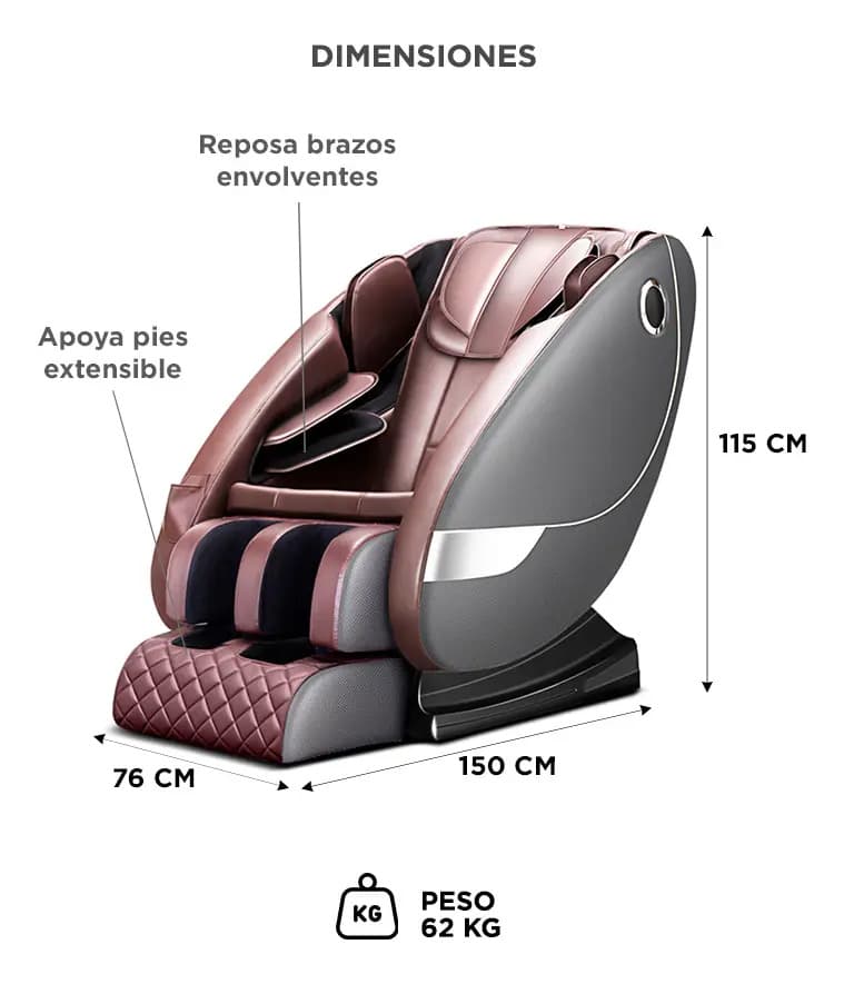 Sillón Masajeador Gadnic Titanium L Shape 20 Programas 22 Airbags Zero Gravity 180 Grados BT Parlantes Terapia Calor 90W — imagen 6