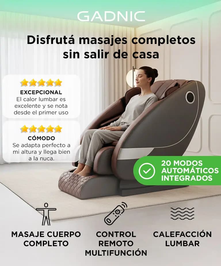 Sillón Masajeador Gadnic Titanium L Shape 20 Programas 22 Airbags Zero Gravity 180 Grados BT Parlantes Terapia Calor 90W — imagen 2