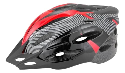Casco Bicicleta Con Visera C/ Regulación Ventilaciones Color Negro/Rojo Talle 57-62