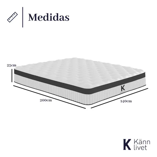 Colchón Känn Livet KL-Aureo 2 Plazas — 140x200, Resortes Pocket y Pillow Top — imagen 2