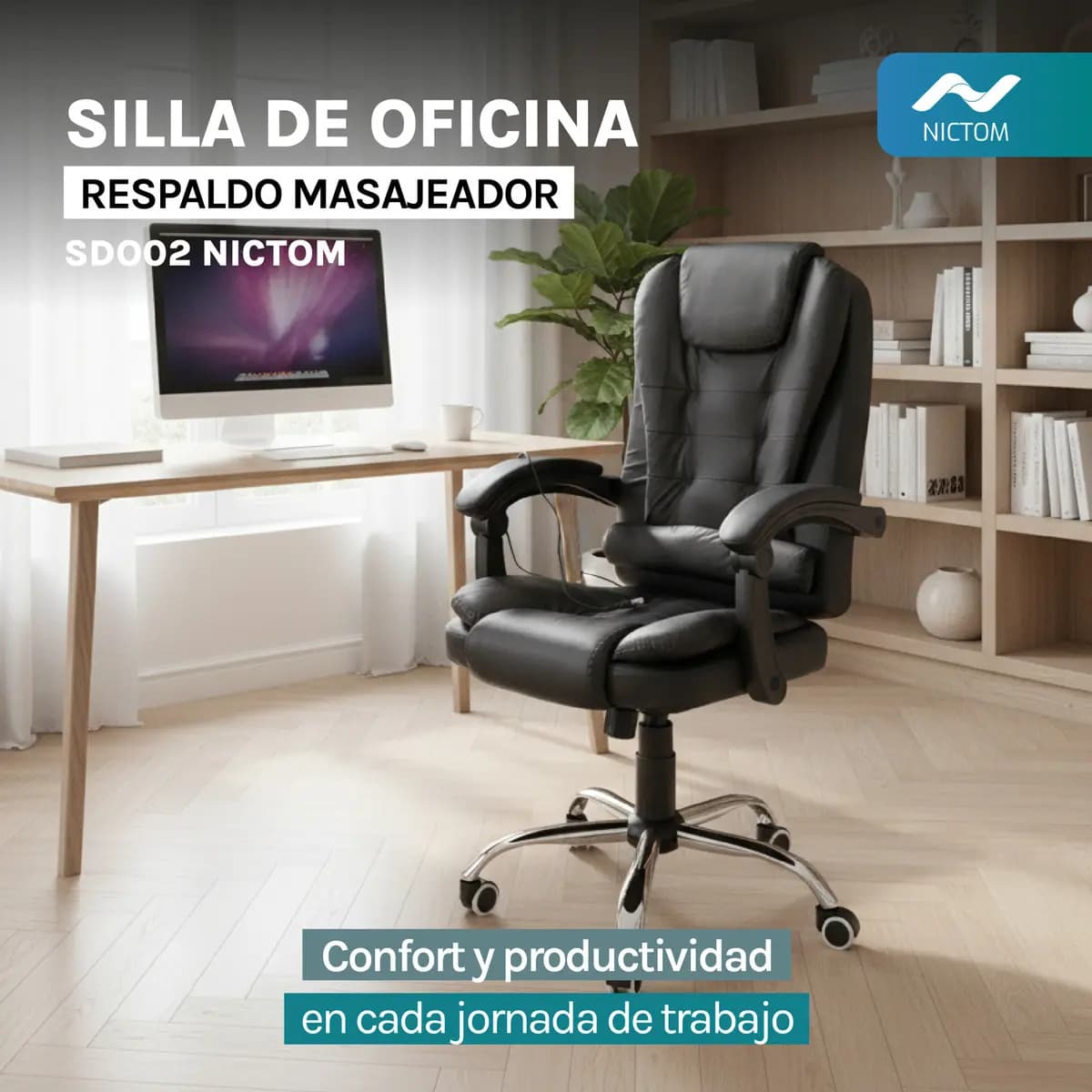 Sillón Ejecutivo Respaldo Masajeador Silla Pc Oficina Gerencial Escritorio Nictom Sdo02 — imagen 2