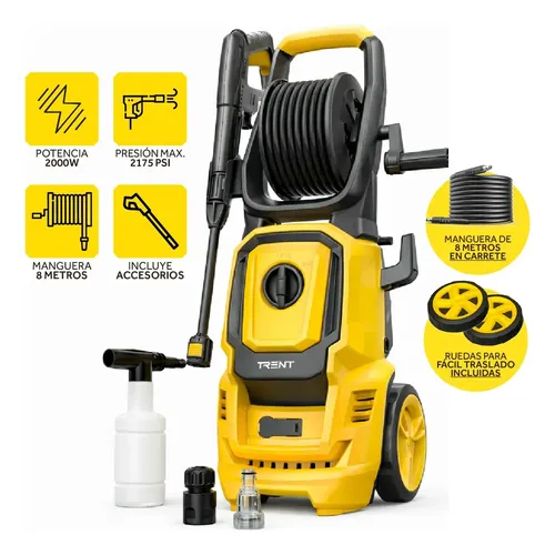 Hidrolavadora Trent HLT407 Profesional — 2 kW, 150 Bar, Manguera de 8 m
