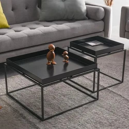 Mobilarg Cuadra 57 mesa ratona base acero 1 unidad negro
