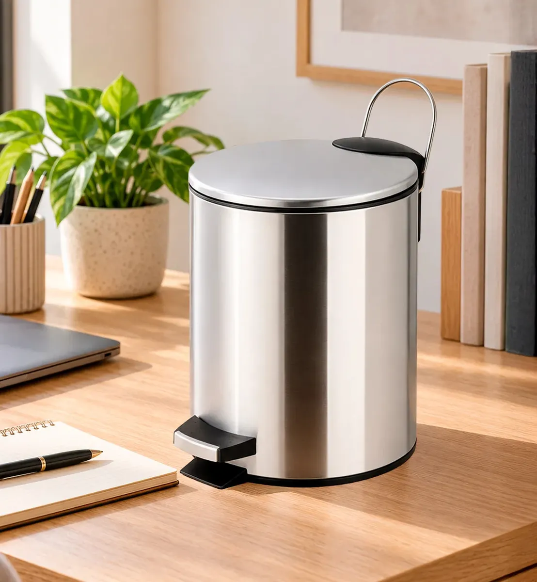 Cesto Tacho De Residuos Hogar Actual Acero Inoxidable 3 Litros Con Tapa Cierre Suave Para Baño Cocina