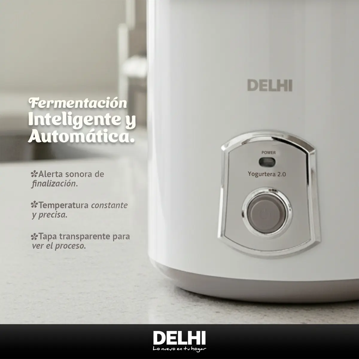 Yogurtera Eléctrica Fabrica Yogurt Griego Saludable Delhi 2L 20w Con Recetario Color Blanco