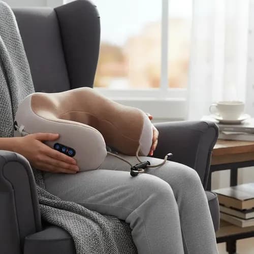 Almohada Masajeadora Eléctrica para Cuello Inalámbrica con Calor y Vibración, Recargable USB — imagen 2