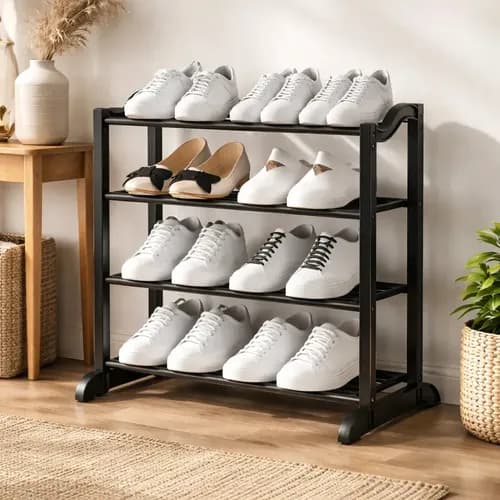 Organizador Zapatero Lbs Zapatillas Botinero Estantes Desarmable Todo Negro Aluminio — imagen 2