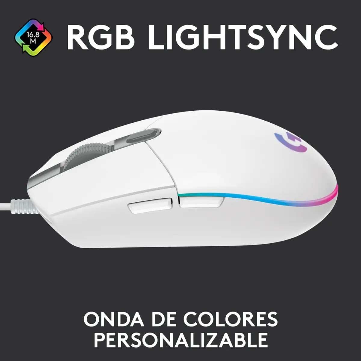 Mouse Gamer Logitech G203 Lightsync White — imagen 2