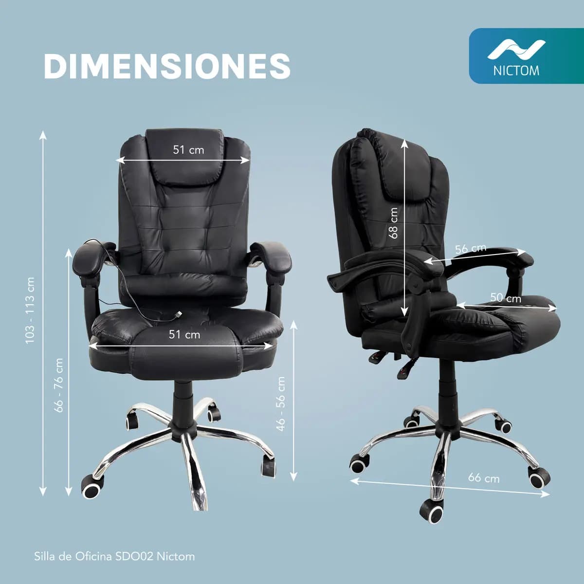 Sillón Ejecutivo Respaldo Masajeador Silla Pc Oficina Gerencial Escritorio Nictom Sdo02 — imagen 5