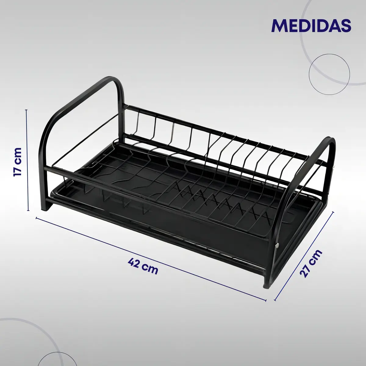 Escurridor seca platos con bandeja color negro Pontec ESC100 — imagen 2