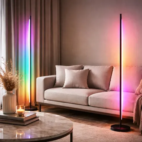 Luz Lampara Rgb Esquinero De Pie De 140cm De Alto Control Rgb Negro