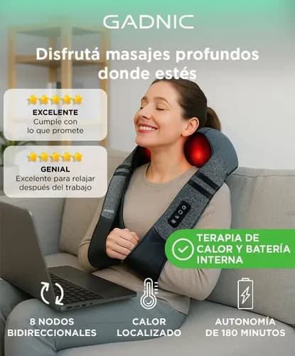 Masajeador De Cuello Gadnic Yapeyu Cervical Shiatsu Calor Infrarrojo 8 Nodos 3 Niveles — imagen 2