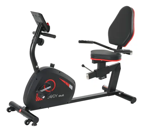 Bicicleta Fija Recumbent Body Skull — Magnética, 8 Niveles, Asiento con Respaldo
