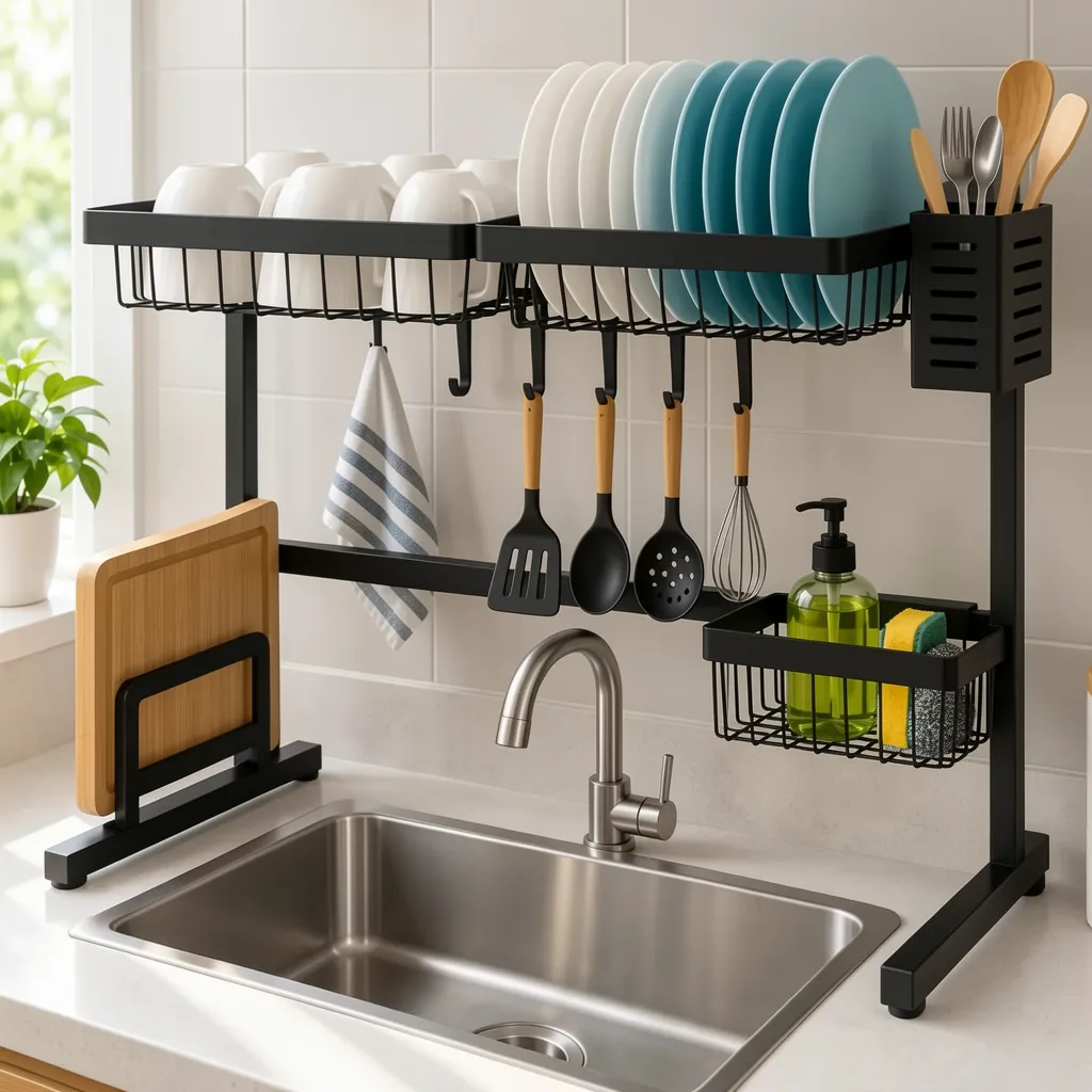 Rack Escurridor De Platos Sobre Bacha 65cm Acero Inoxidable