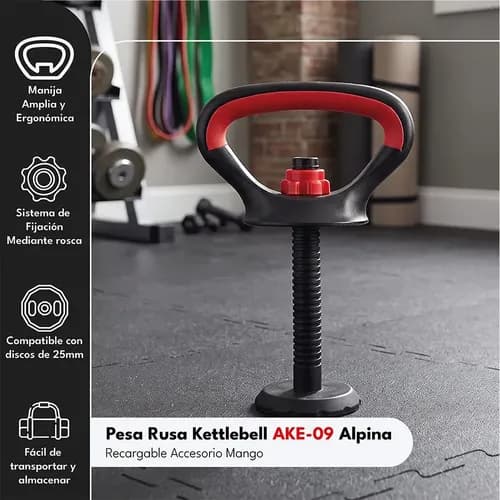 Pesa Rusa Kettlebell Recargable Accesorio Mango Alpina AKE-09 — imagen 2