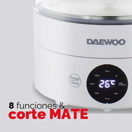 Pava Electrica Digital Infussia 1.5l Infusor Vidrio Daewoo Color Blanco — imagen 4