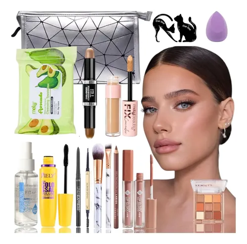 Kit Maquillaje Nude Mujer 12 Cosméticos Ideal Look Natural