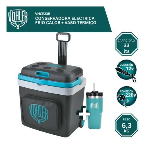 Conservadora Vöhler 33L Frío Calor 12V 220V Con Ruedas Negra