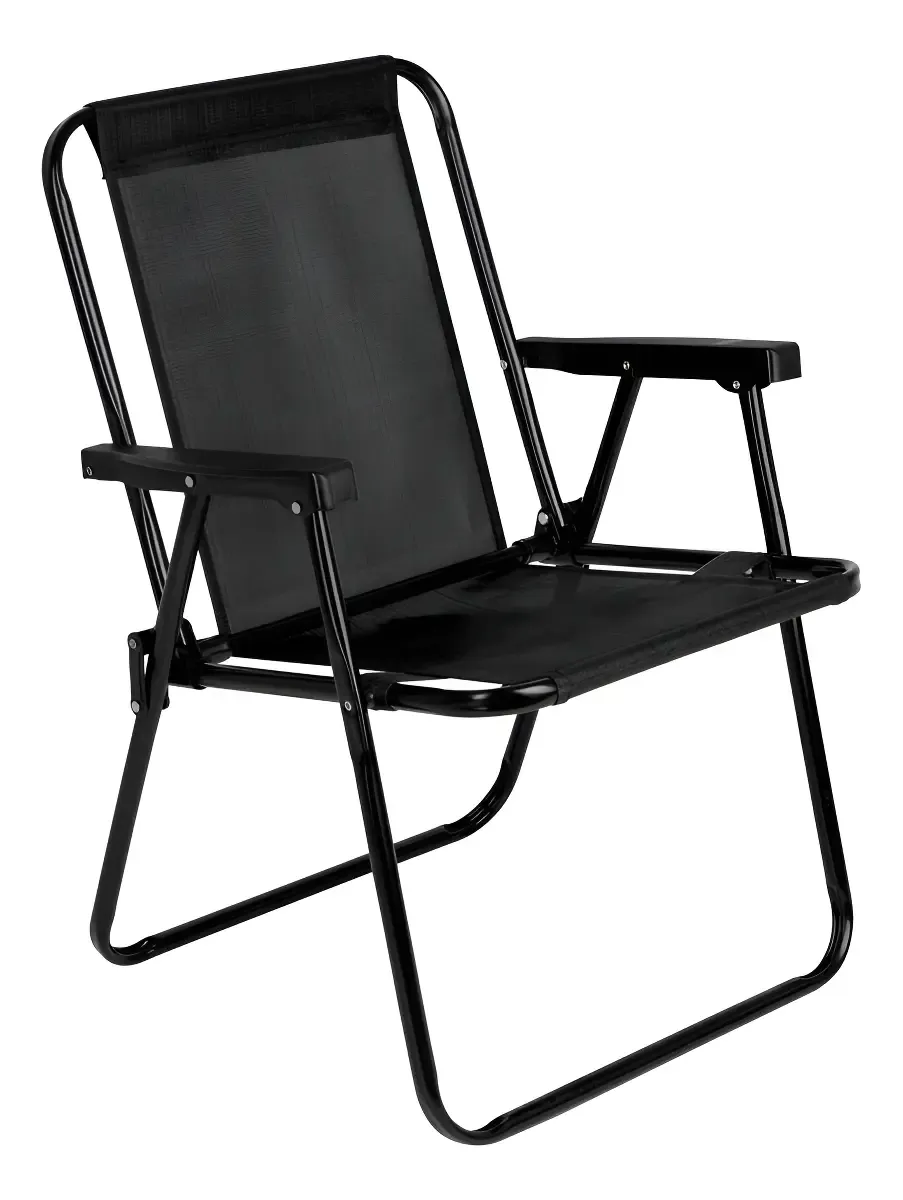 Silla Alta Plegable De Acero Mor Capacidad 110kg Color Negro