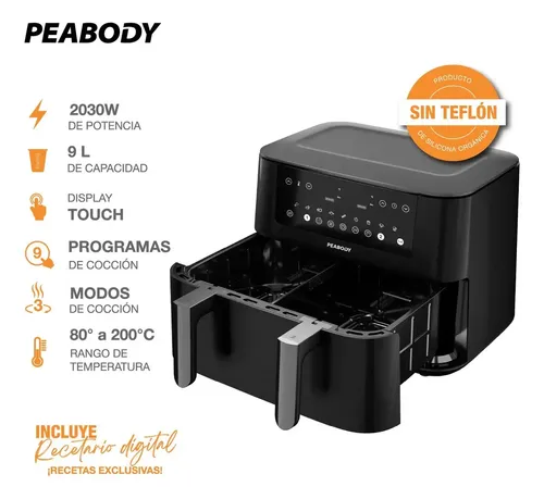 Freidora De Aire Peabody Regulable XL 9 Litros Pe-afdb910n Negro — imagen 2