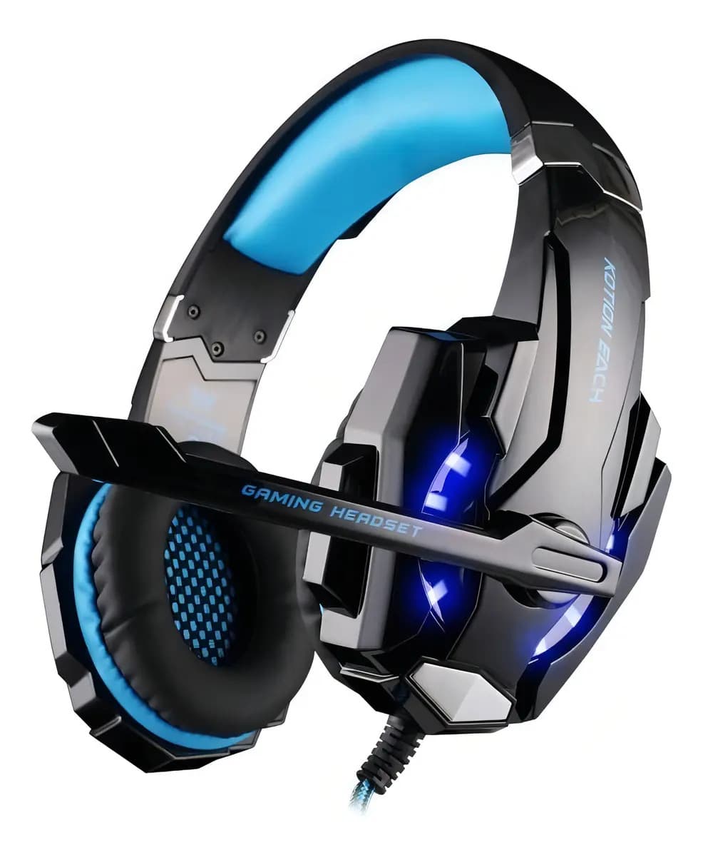 Auriculares Gamer Kotion Each G9000 Negro y Azul con Luz LED