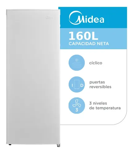 Freezer Vertical Midea FC-MJ6WAR1 — 160 Litros, Blanco, con Ruedas